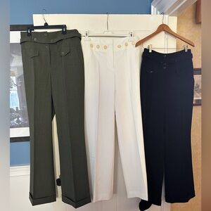 Three pairs NWT Etcetera Women's Wide Leg Pants - Olive, White, Black